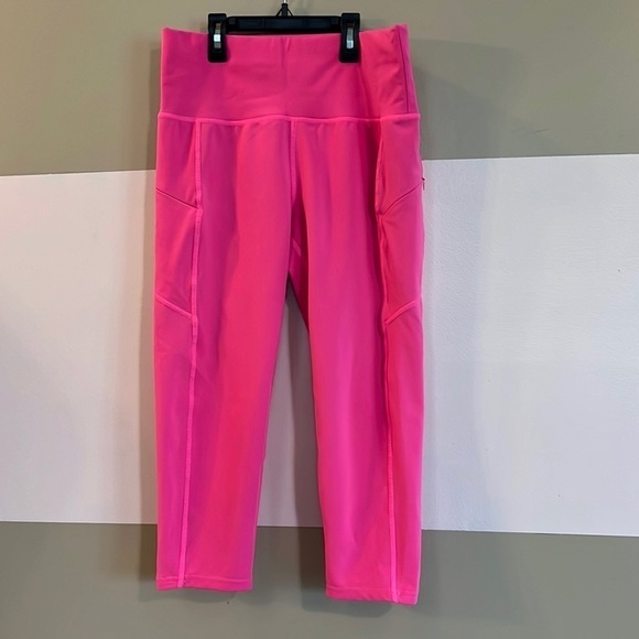 RAG Missy Women's L Hot Pink Thick Waistband Workout Leggings - Picture 1 of 5